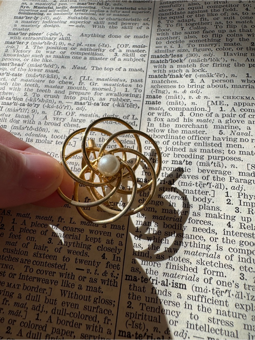 Gold Floral Pearl Center Brooch for Women